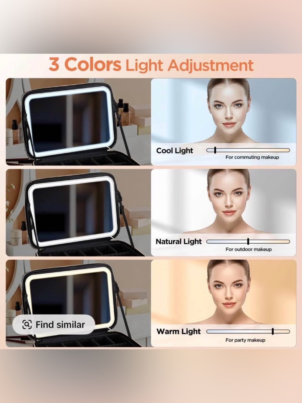 NEW 15''X11'' Large Travel Makeup Bag with LED mirror & Adjustable Dividers - Picture 4 of 6
